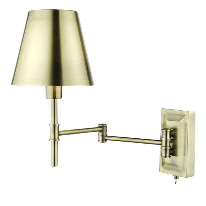 Dar Lighting Kensington 1 Light Swing Arm Wall Light Antique Brass • KEN0775