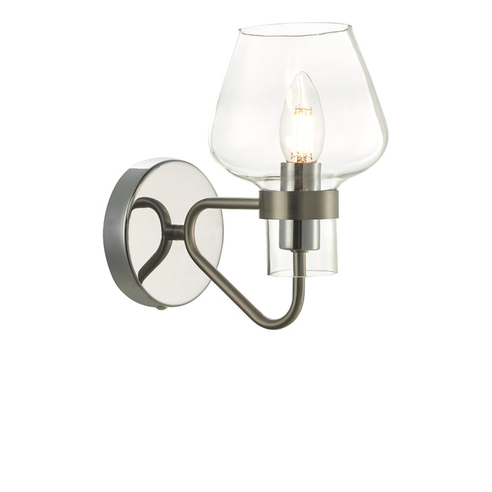 Dar Lighting Keta Wall Light Satin Chrome Glass • KET0746