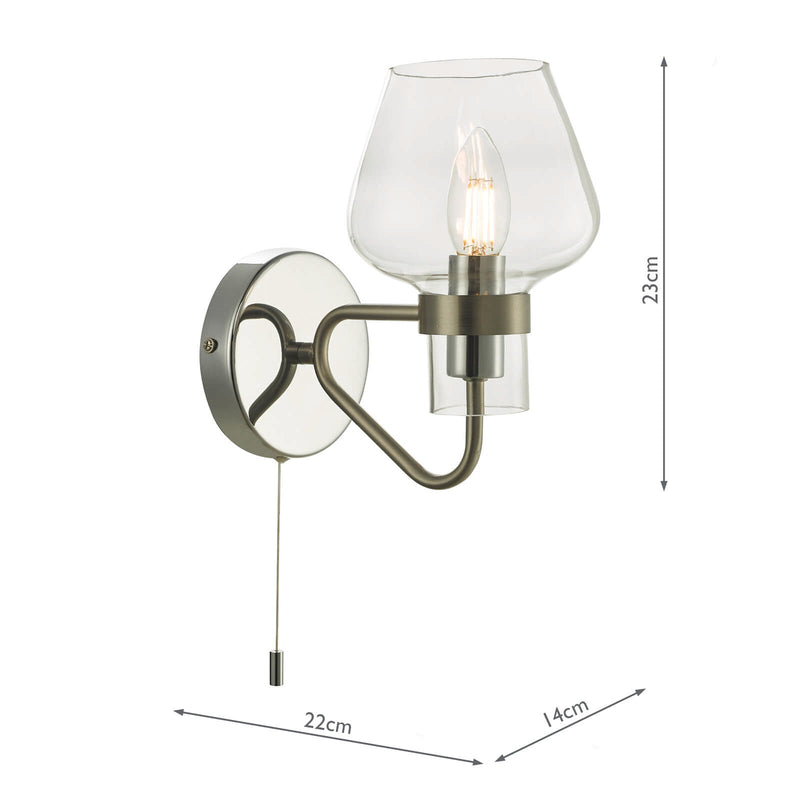 Dar Lighting Keta Wall Light Satin Chrome Glass • KET0746