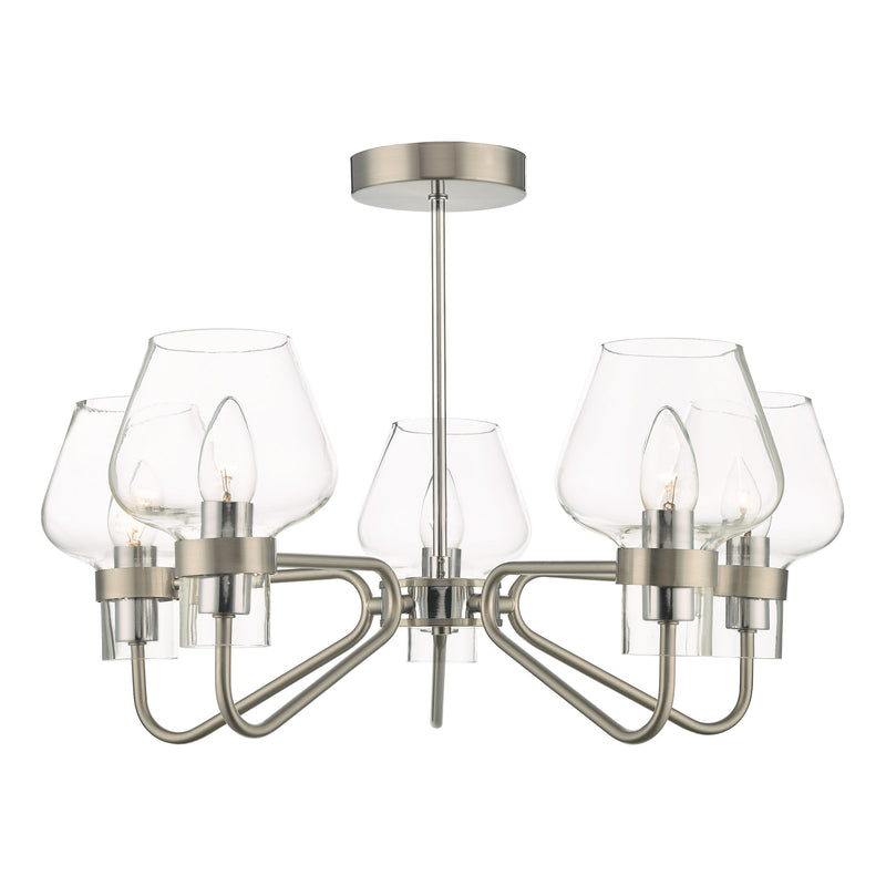 Dar Lighting Keta 5 Light Semi Flush Satin Chrome & Polished Chrome • KET5446