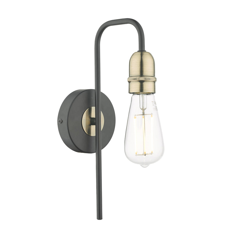 Dar Lighting Kiefer Wall Light Black & Antique Brass • KIE0722