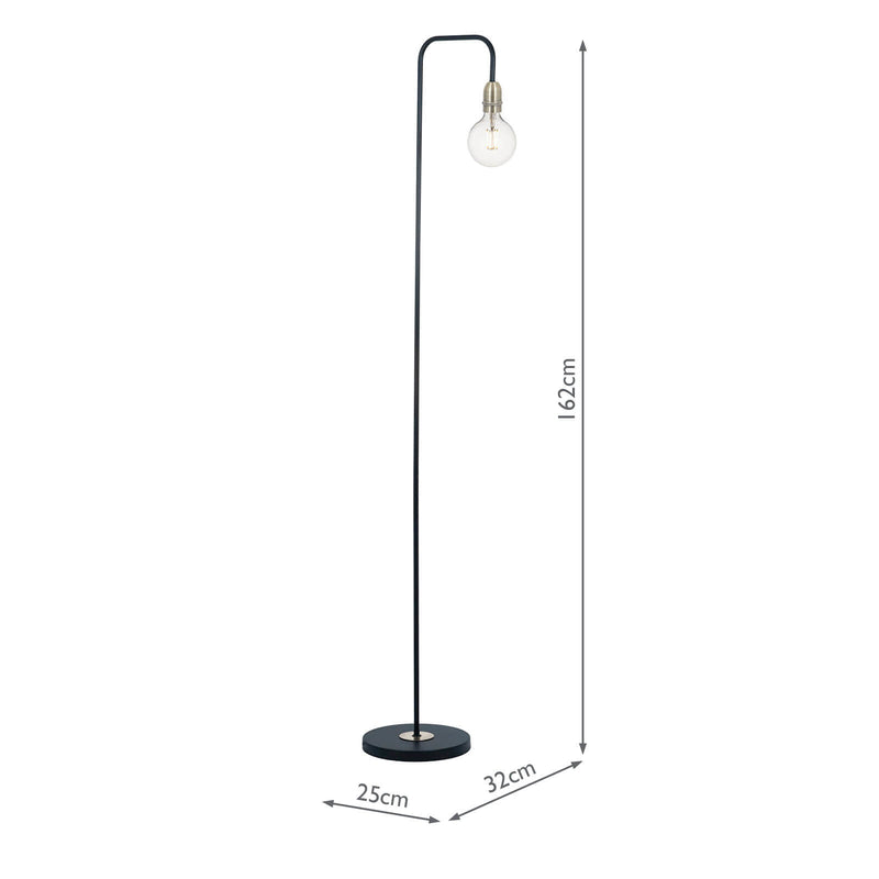 Dar Lighting Kiefer Floor Lamp Black & Antique Brass • KIE4922