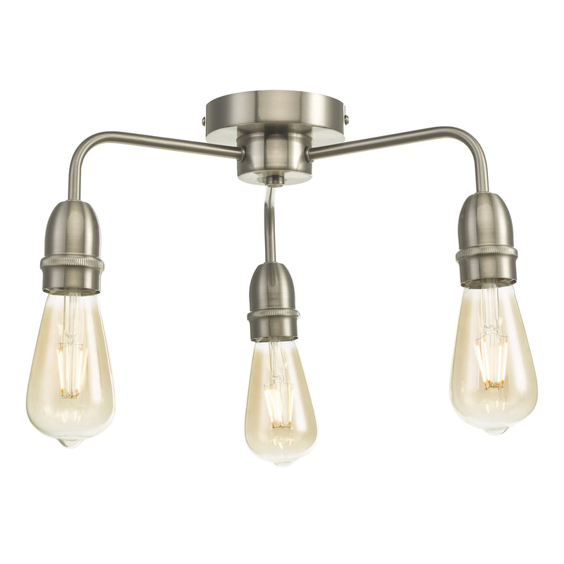 Dar Lighting Kiefer 3 Light Flush Satin Chrome • KIE5346