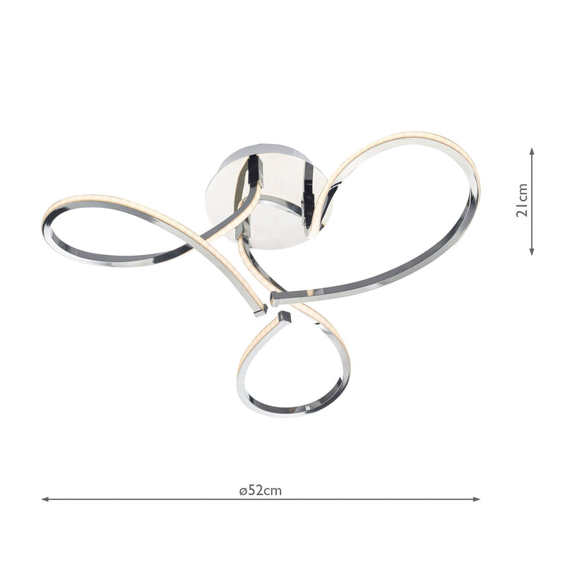 Dar Lighting Killian 3 Light Semi Flush Polished Chrome LED • KIL5350