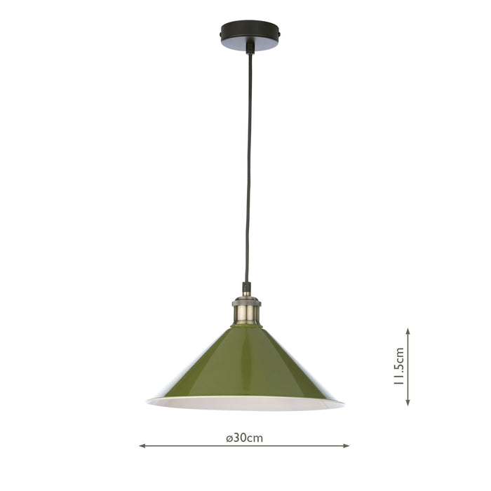 Dar Lighting Kinsley Easy Fit Metal Shade Gloss Green 30cm • KIN6524
