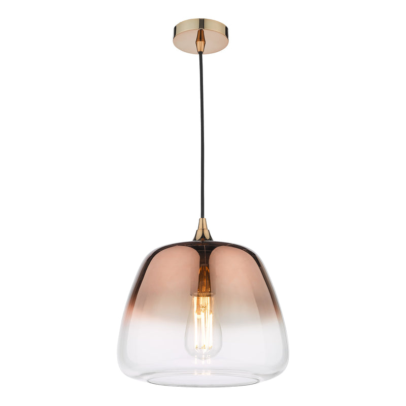 Dar Lighting Klaxon 1 Light Pendant Ombre Copper Glass • KLA0164