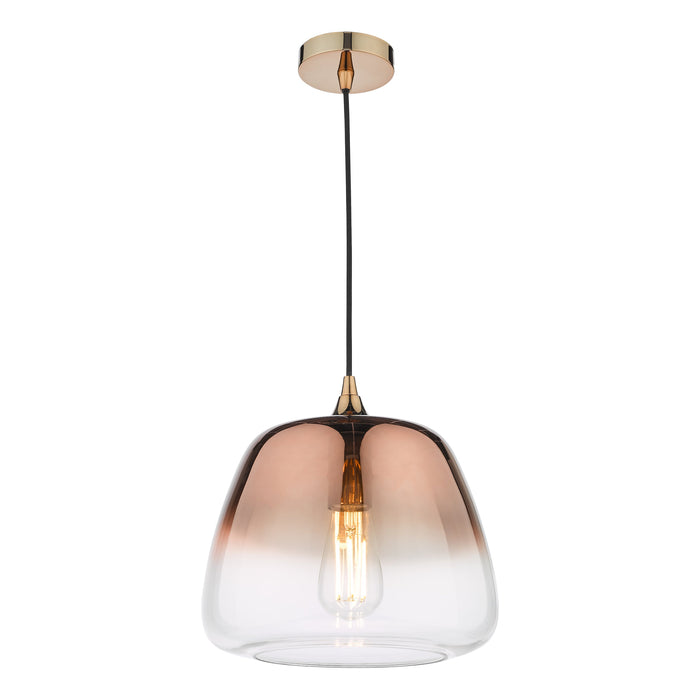 Dar Lighting Klaxon 1 Light Pendant Ombre Copper Glass • KLA0164