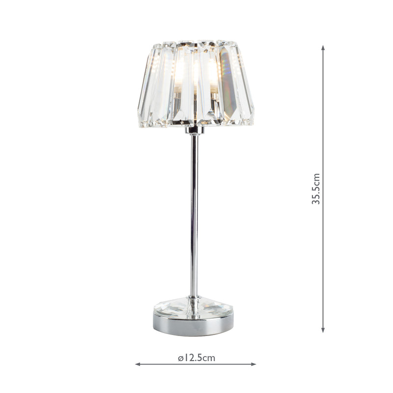 Laura Ashley Capri Small Table Lamp Polished Chrome With Crystal Glass Shade • LA3437199-Q
