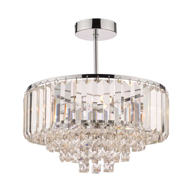 Laura Ashley Vienna 3lt Semi Flush Crystal & Polished Chrome • LA3437217-Q