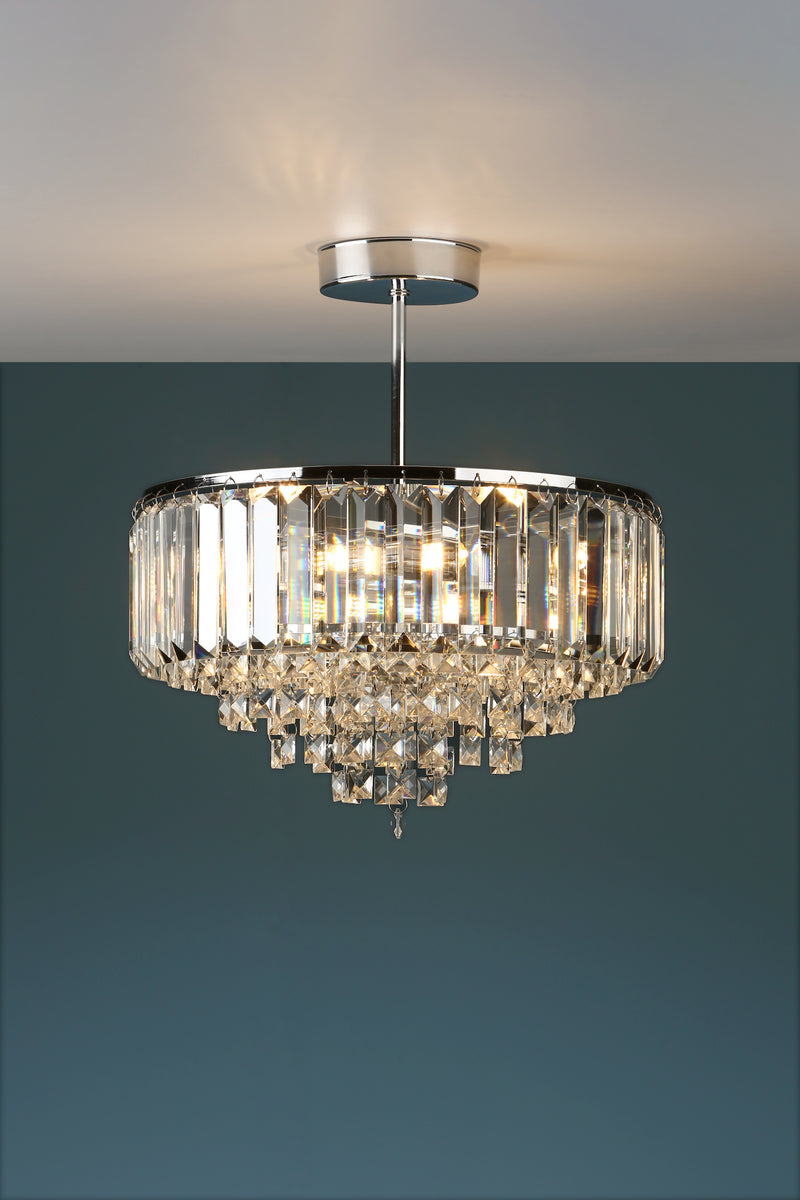 Laura Ashley Vienna 3lt Semi Flush Crystal & Polished Chrome • LA3437217-Q