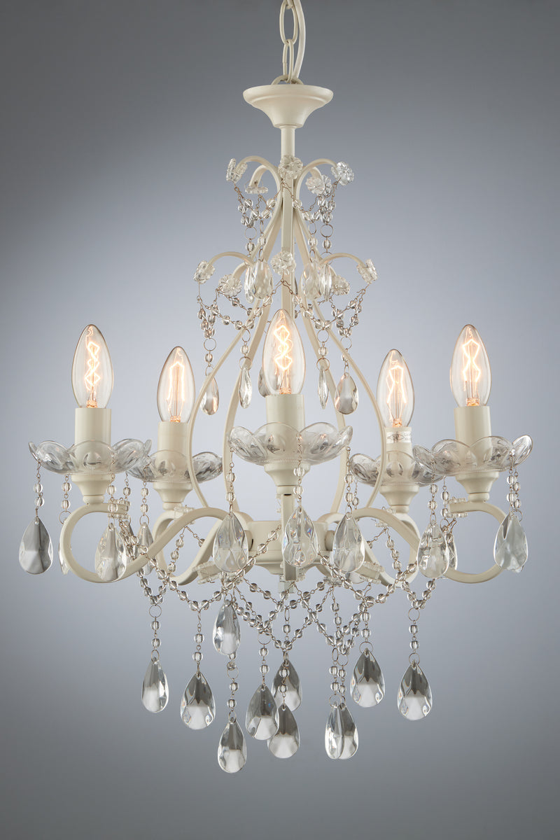 Laura Ashley Shamley 5lt Chandelier Matt White Glass • LA3519754-Q