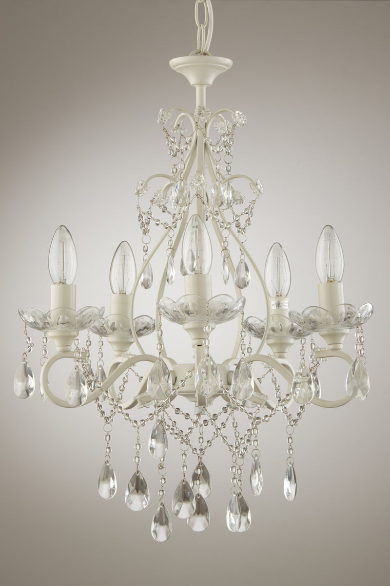 Laura Ashley Shamley 5lt Chandelier Matt White Glass • LA3519754-Q