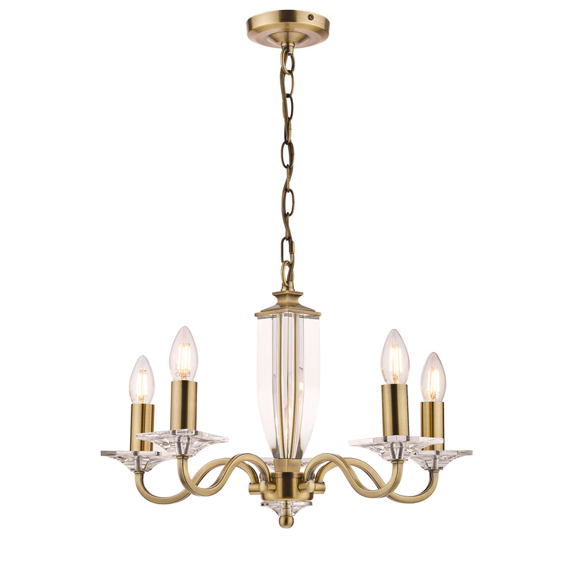 Laura Ashley Carson 5lt Chandelier Cut Glass & Antique Brass • LA3552999-Q