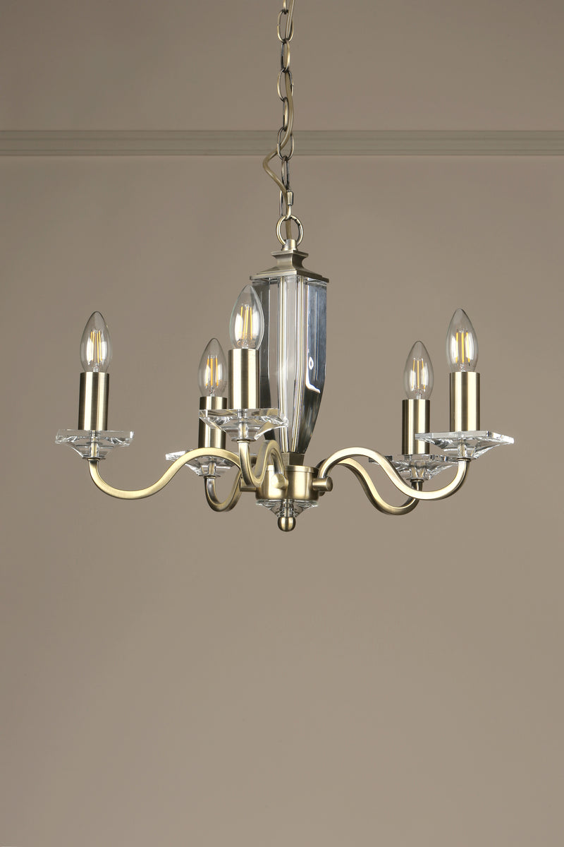 Laura Ashley Carson 5lt Chandelier Cut Glass & Antique Brass • LA3552999-Q