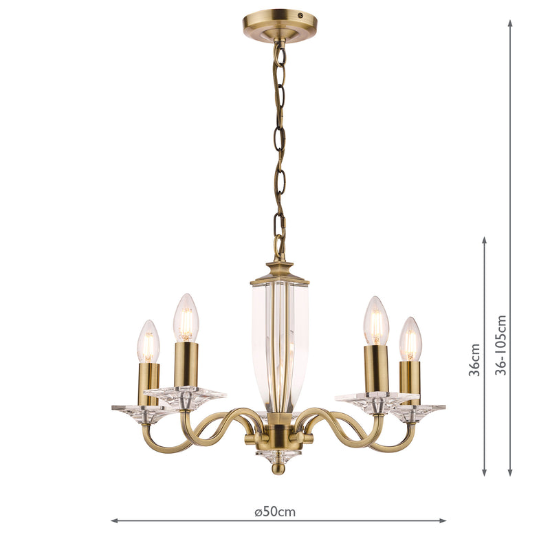 Laura Ashley Carson 5lt Chandelier Cut Glass & Antique Brass • LA3552999-Q