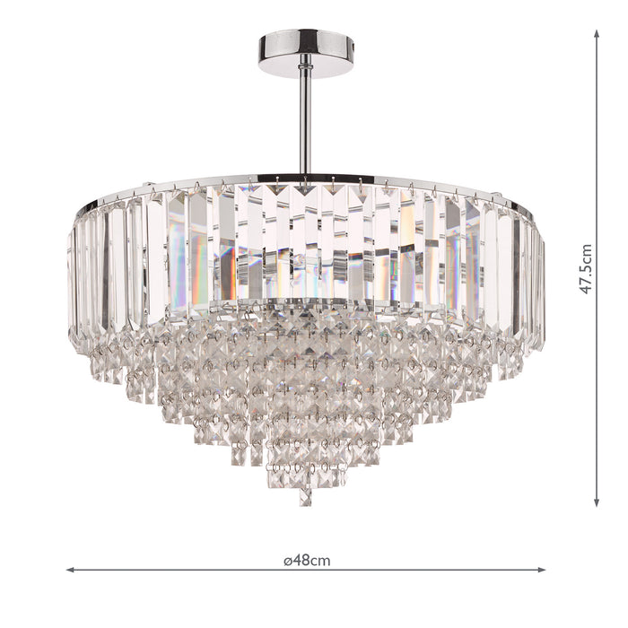 Laura Ashley Vienna 5lt Semi Flush Crystal & Polished Chrome • LA3566049-Q