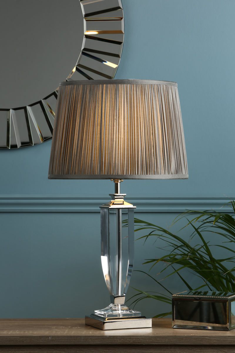 Laura Ashley Carson Medium table Lamp Polished Nickel & Crystal Base Only • LA3582661-Q