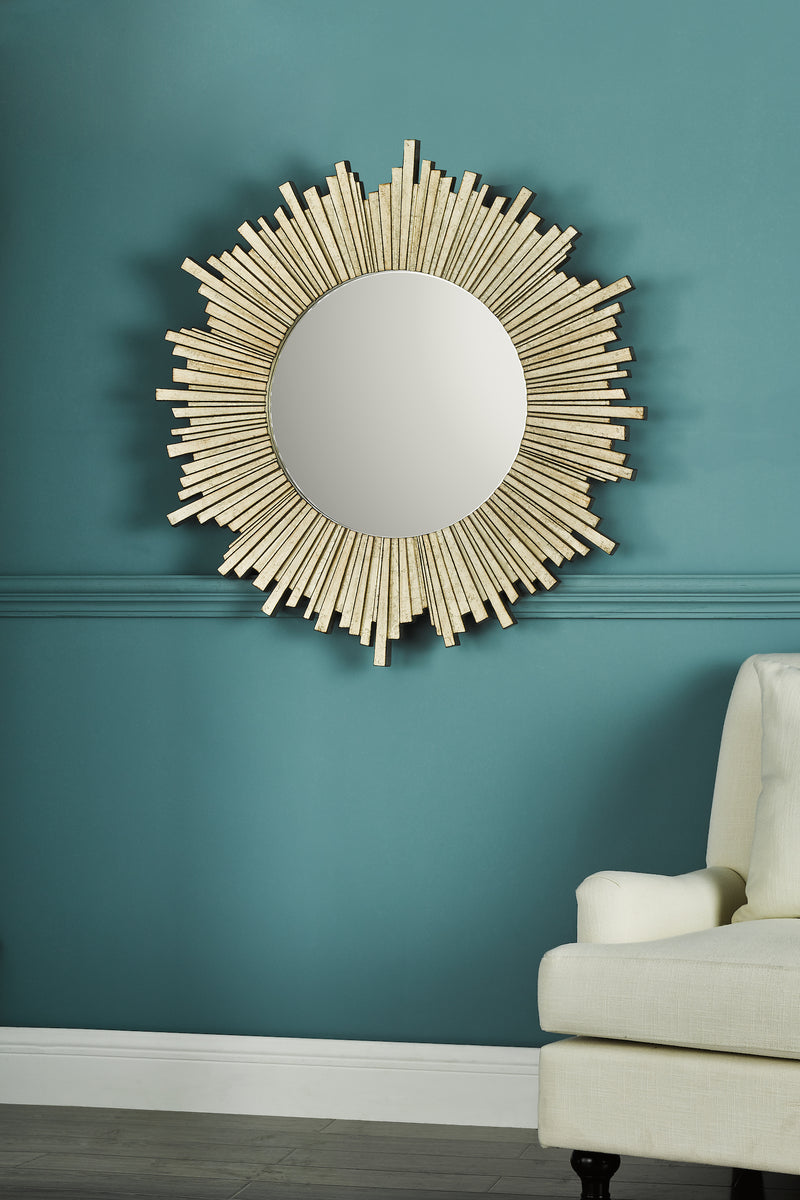 Laura Ashley Lovell Round Mirror Champagne 99cm • LA3589304-Q