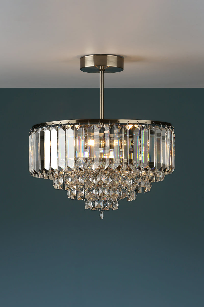 Laura Ashley Vienna 3lt Semi Flush Crystal & Antique Brass • LA3599070-Q