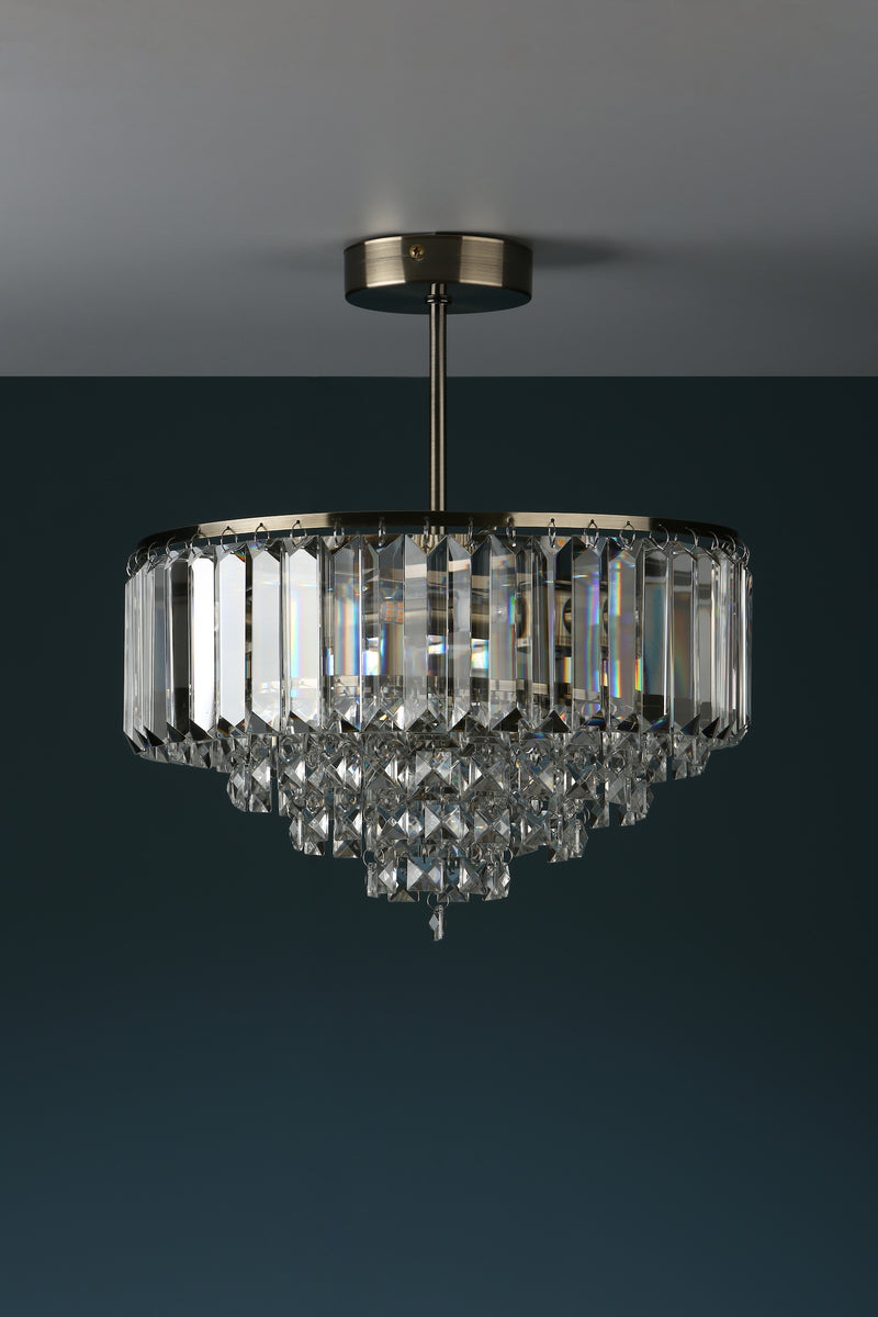 Laura Ashley Vienna 3lt Semi Flush Crystal & Antique Brass • LA3599070-Q