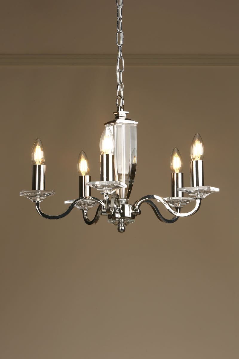 Laura Ashley Carson 5lt Chandelier Cut Glass & Polished Nickel • LA3603223-Q