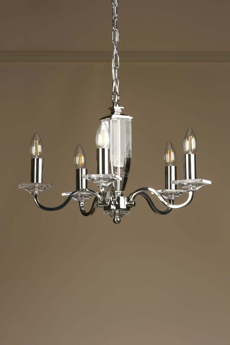 Laura Ashley Carson 5lt Chandelier Cut Glass & Polished Nickel • LA3603223-Q