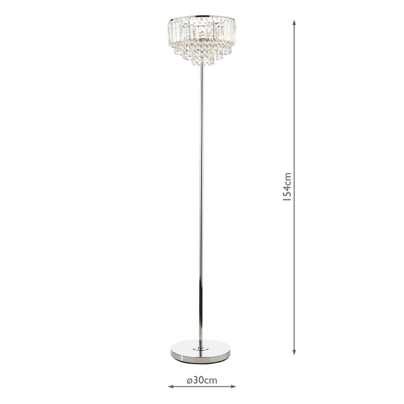 Laura Ashley Vienna 3lt Floor Lamp Crystal & Polished Chrome • LA3603227-Q