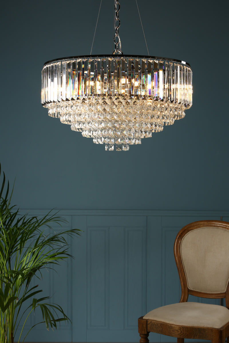 Laura Ashley Vienna 9lt Chandelier Crystal & Polished Chrome • LA3603254-Q