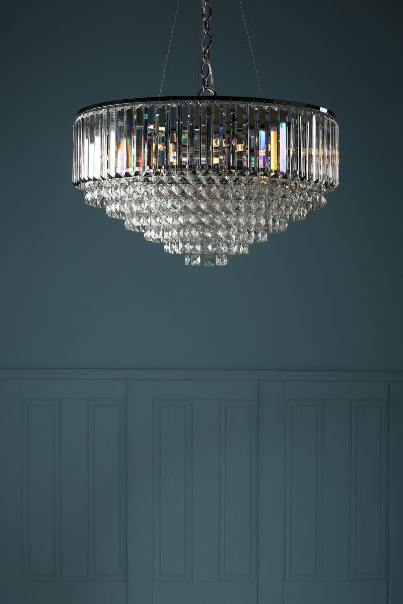 Laura Ashley Vienna 9lt Chandelier Crystal & Polished Chrome • LA3603254-Q
