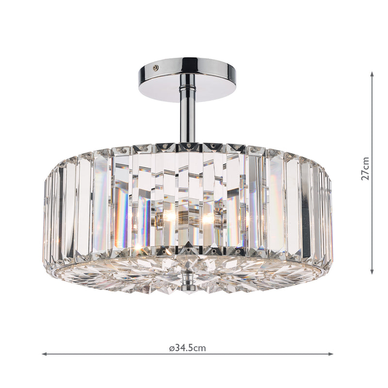Laura Ashley Fernhurst 3lt Semi Flush Polished Chrome Glass • LA3621343-Q
