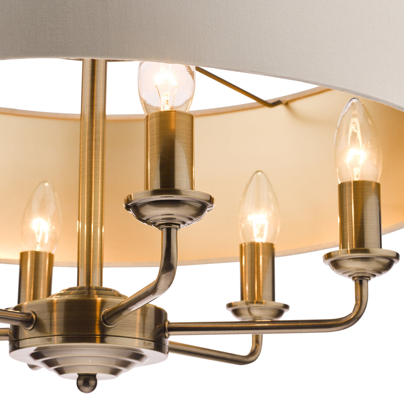 Laura Ashley Sorrento 6lt Pendant Antique Brass With Ivory Shade • LA3621353-Q