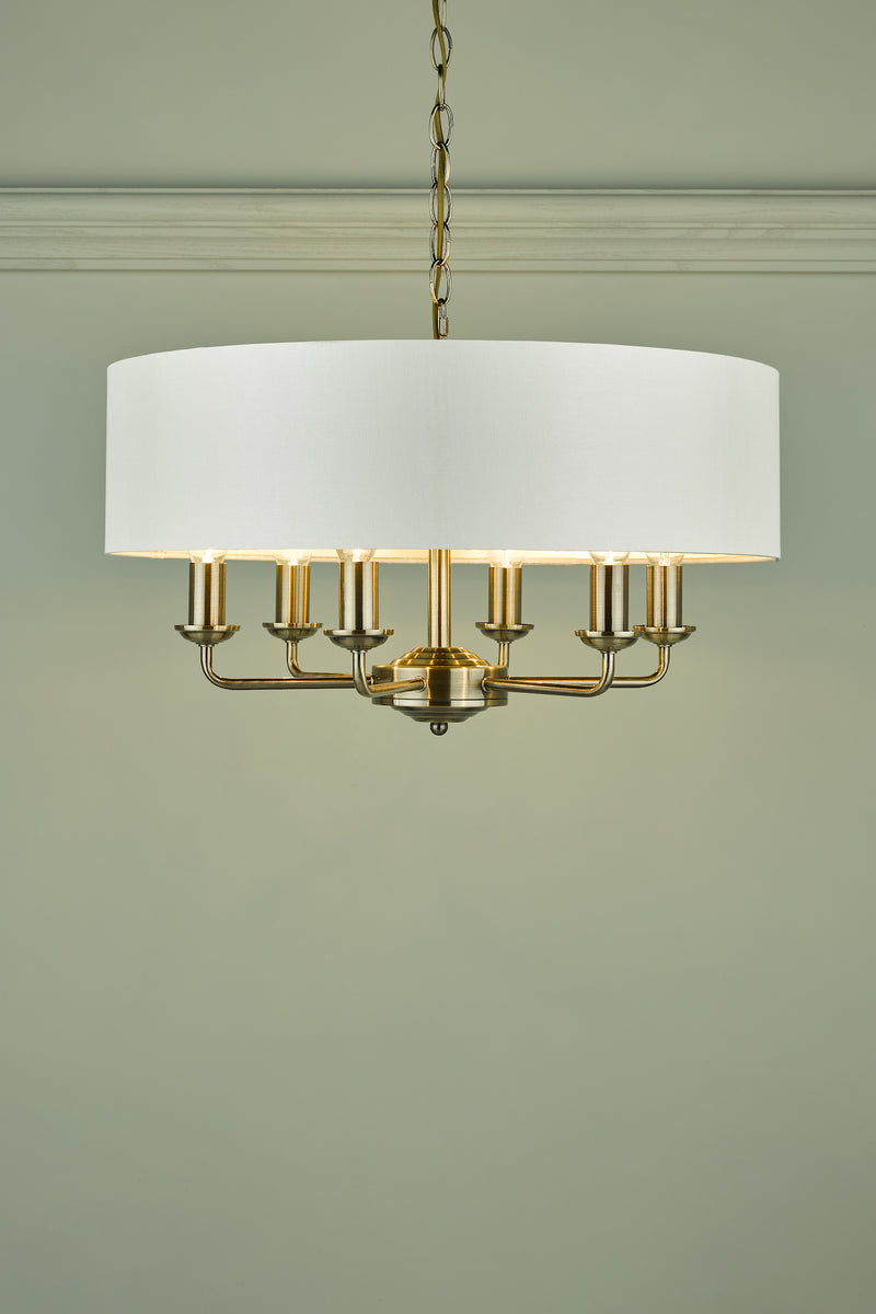 Laura Ashley Sorrento 6lt Pendant Antique Brass With Ivory Shade • LA3621353-Q