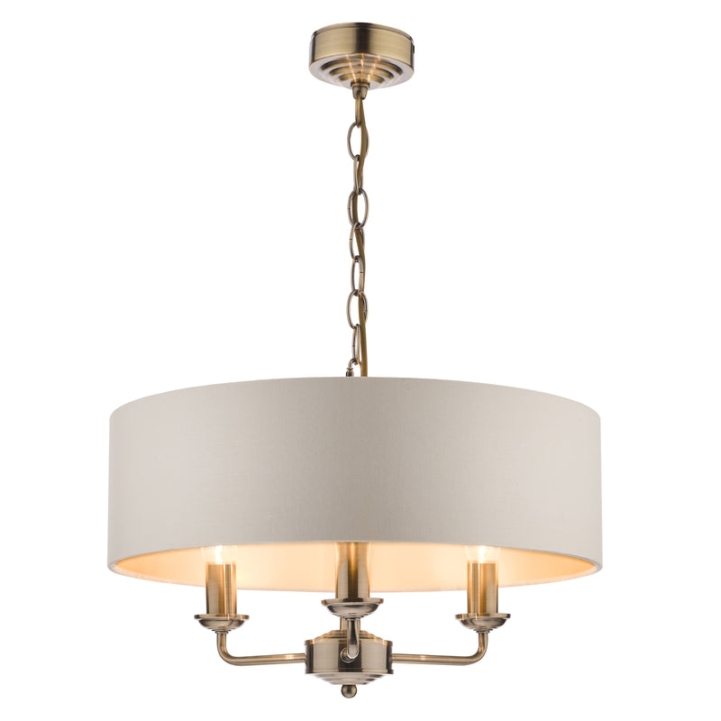 Laura Ashley Sorrento 3lt Pendant Antique Brass With Ivory Shade • LA3621363-Q