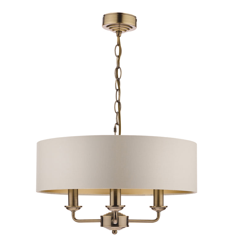 Laura Ashley Sorrento 3lt Pendant Antique Brass With Ivory Shade • LA3621363-Q