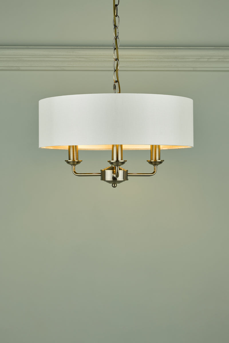 Laura Ashley Sorrento 3lt Pendant Antique Brass With Ivory Shade • LA3621363-Q