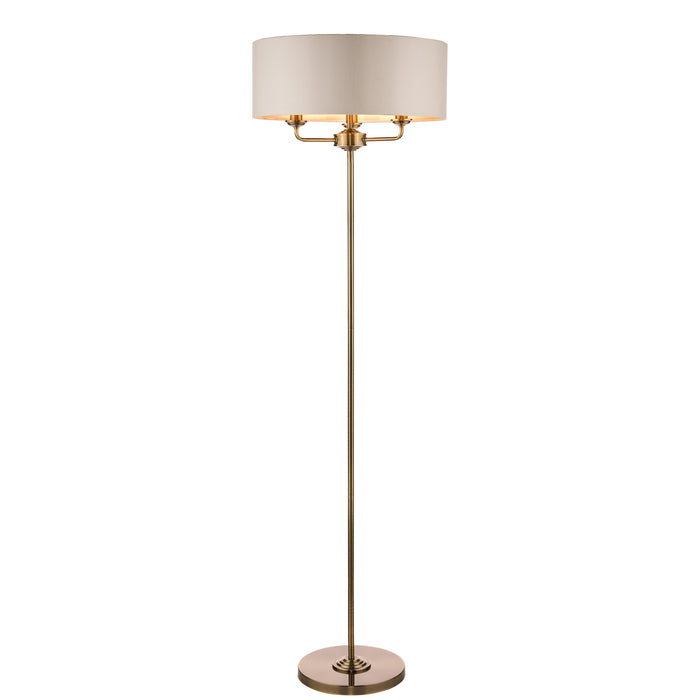 Laura Ashley Sorrento 3lt Floor Lamp Antique Brass With Ivory Shade • LA3622148-Q