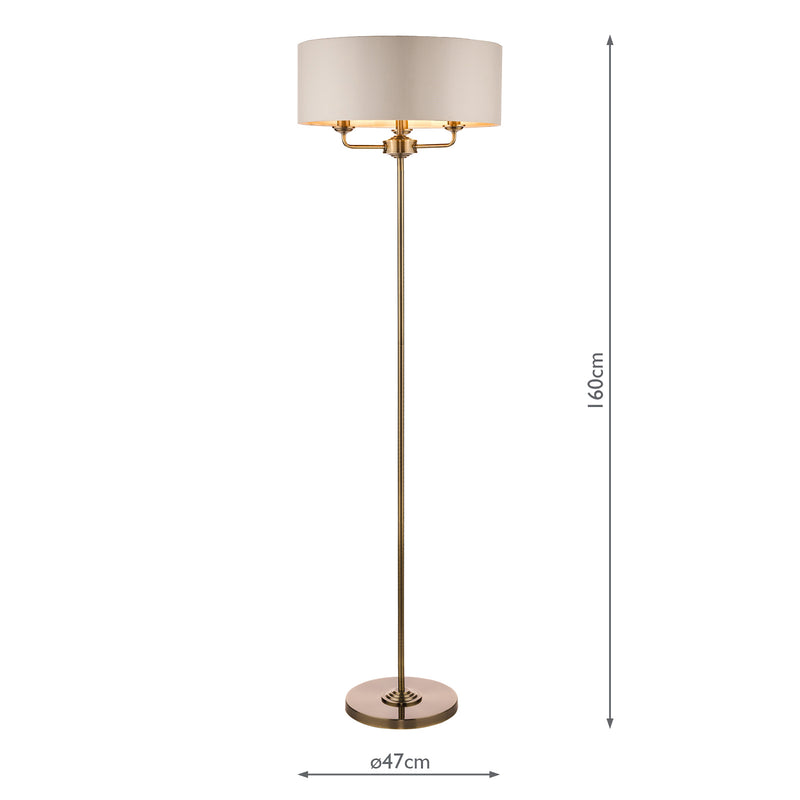 Laura Ashley Sorrento 3 Light Floor Lamp Antique Brass With Ivory Shade • LA3622148-Q