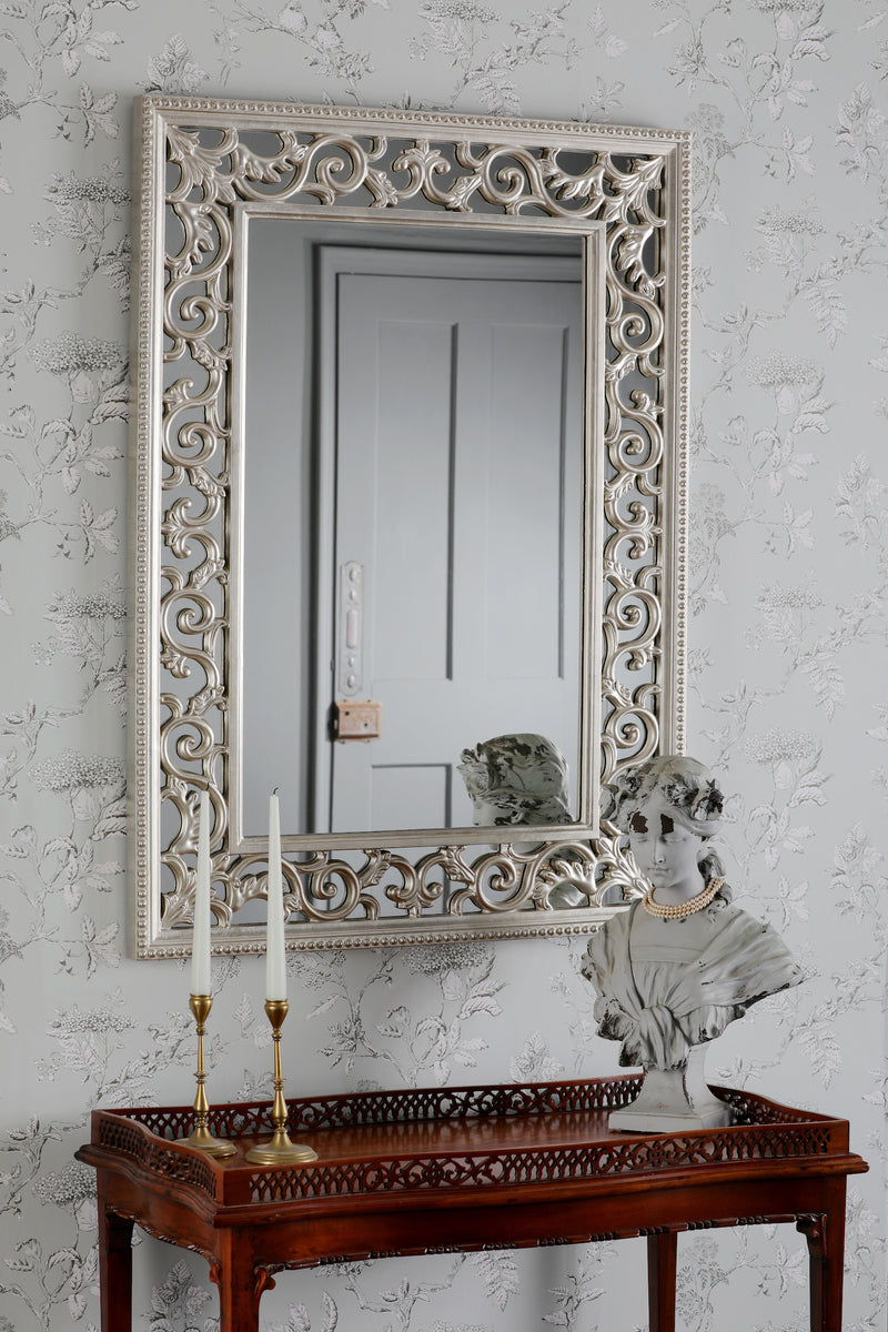 Laura Ashley Rococo Rectangle Mirror Ornate Frame Detailing In Champagne 110 x 80cm • LA3637699-Q