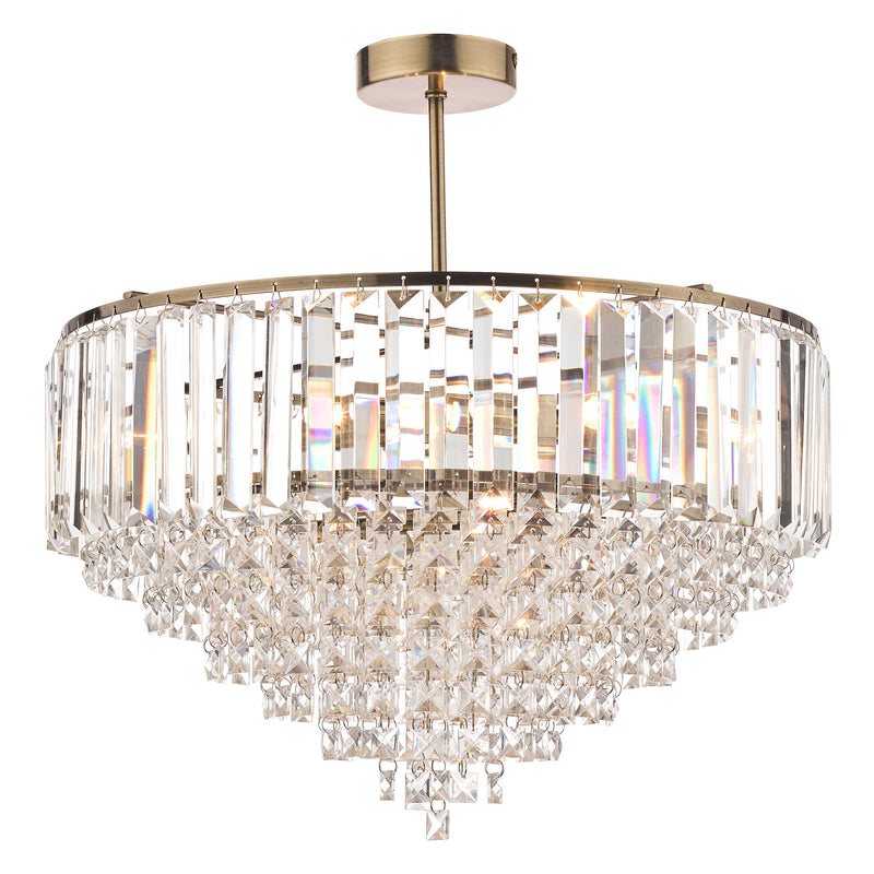 Laura Ashley Vienna 5lt Semi Flush Crystal & Antique Brass • LA3637913-Q