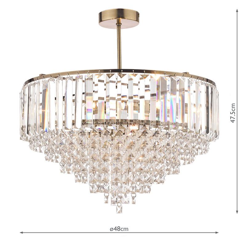 Laura Ashley Vienna 5lt Semi Flush Crystal & Antique Brass • LA3637913-Q