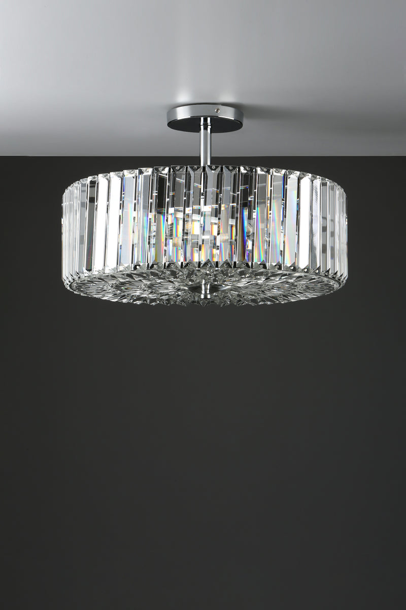 Laura Ashley Fernhurst 4lt Semi Flush Polished Chrome Glass • LA3649007-Q
