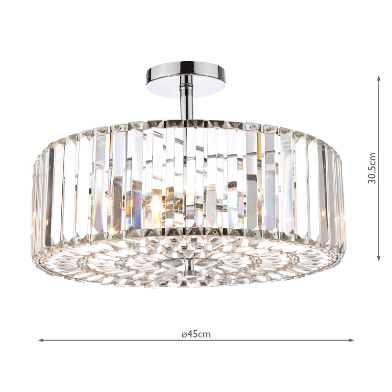 Laura Ashley Fernhurst 4lt Semi Flush Polished Chrome Glass • LA3649007-Q