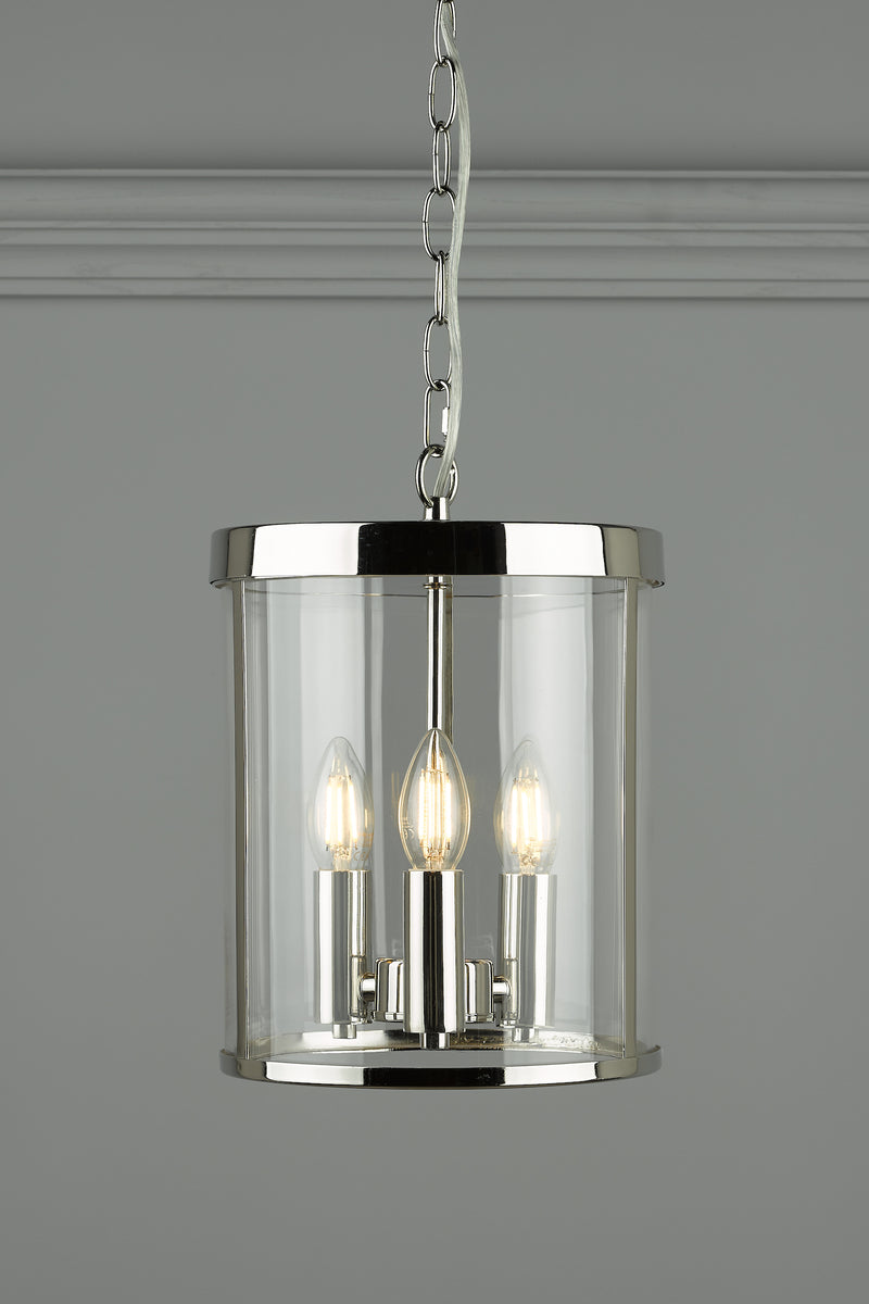 Laura Ashley Selbourne 3lt Lantern Polished Nickel Glass • LA3650354-Q