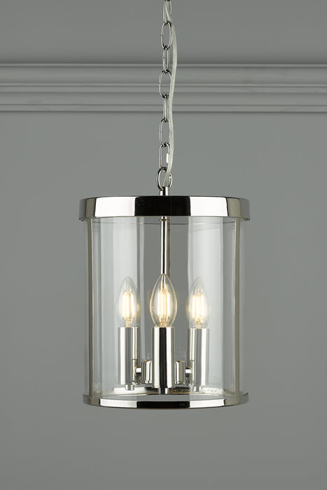 Laura Ashley Selbourne 3lt Lantern Polished Nickel Glass • LA3650354-Q