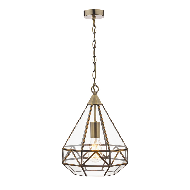 Laura Ashley Zaria Pendant Antique Brass Glass • LA3650506-Q