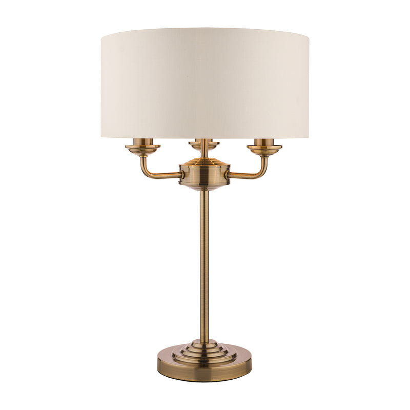 Laura Ashley Sorrento 3lt Table Lamp Antique Brass With Ivory Shade • LA3655967-Q