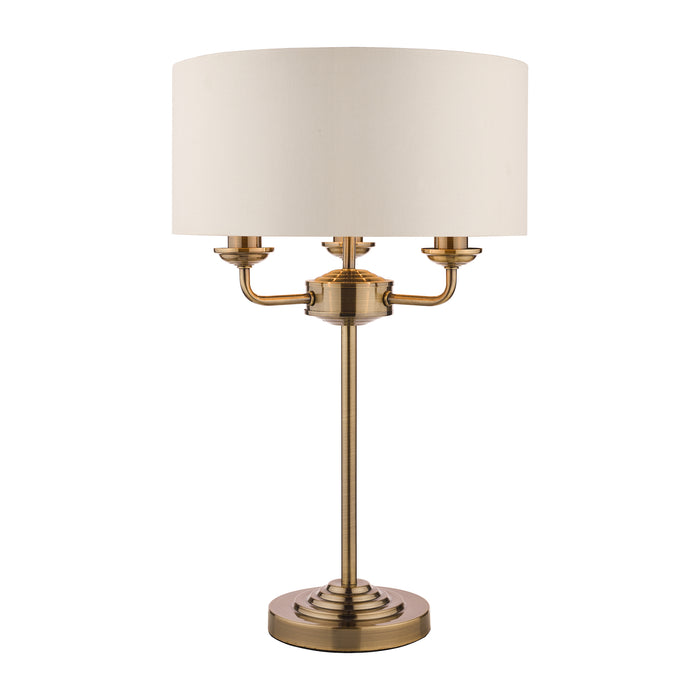 Laura Ashley Sorrento 3lt Table Lamp Antique Brass With Ivory Shade • LA3655967-Q