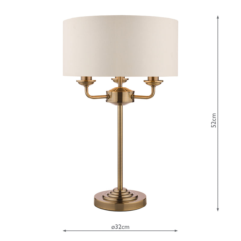Laura Ashley Sorrento 3lt Table Lamp Antique Brass With Ivory Shade • LA3655967-Q