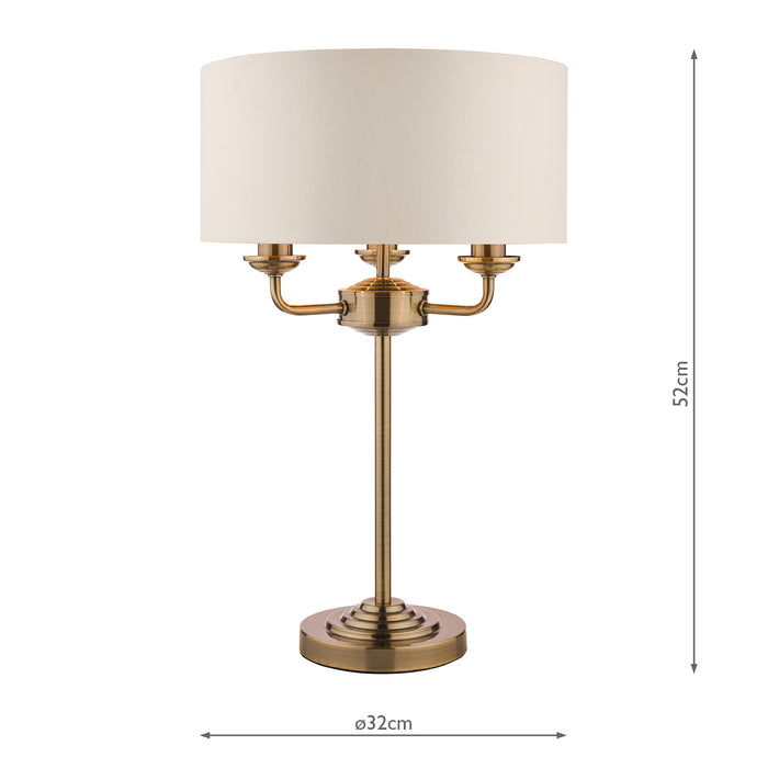 Laura Ashley Sorrento 3lt Table Lamp Antique Brass With Ivory Shade • LA3655967-Q