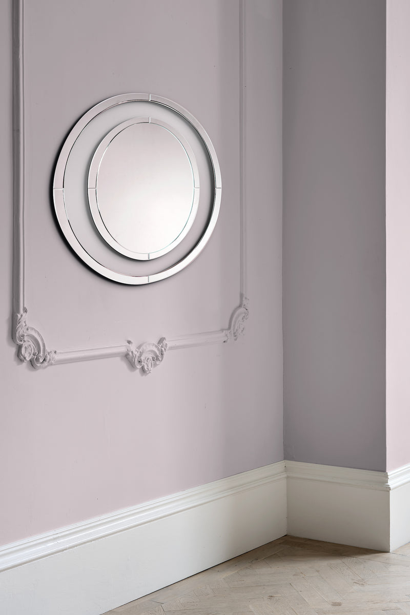 Laura Ashley Evie Large Round Mirror Clear Frame 100cm • LA3664580-Q